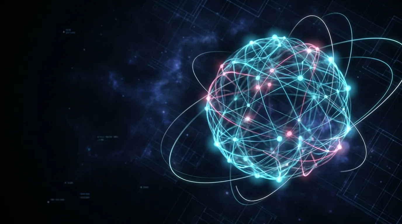 AI research agent exploring a glowing web-data constellation